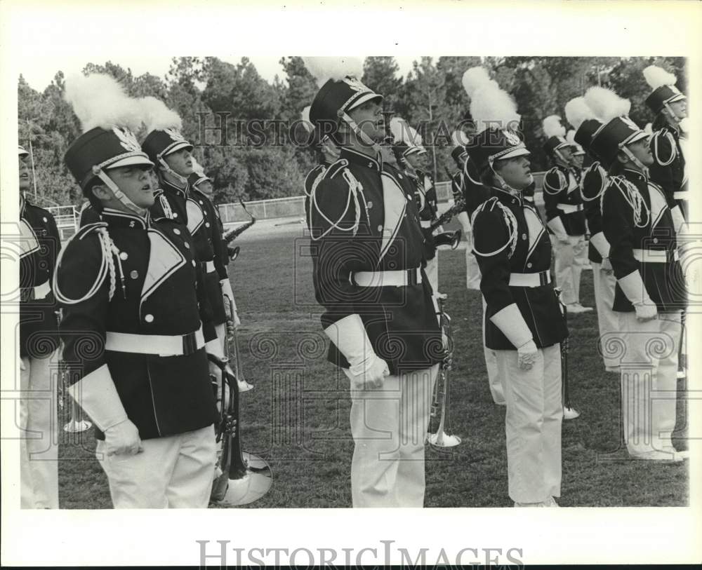 1989 Press Photo Marching band at a band festival, Mobile, Alabama - amra09972- Historic Images