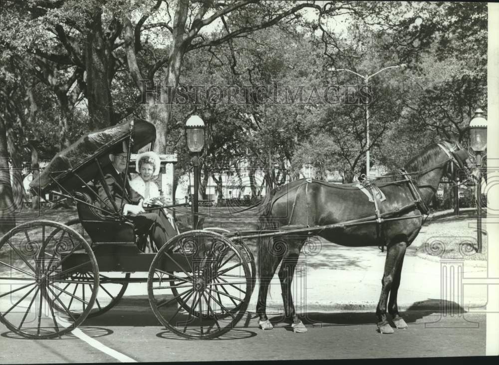 1965 Press Photo A couple in a horse &amp; buggy in Mobile, Alabama - amra09994- Historic Images