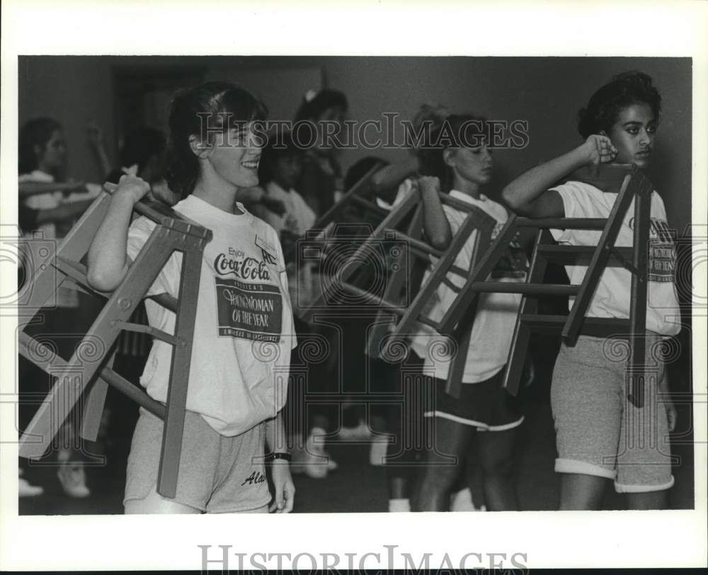 1990 Press Photo Jr. Miss contestants practice routine in Alabama - amra10497- Historic Images