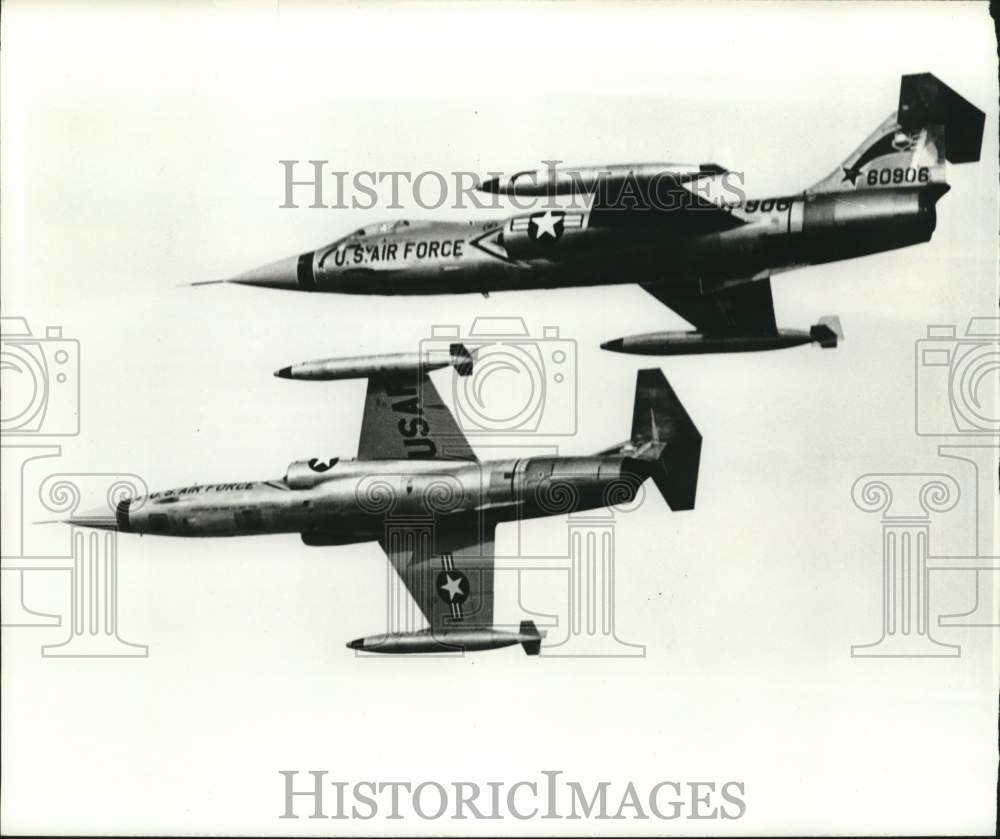 1971 Press Photo Two F104C Fighter Jets in The Air - amrx00074- Historic Images