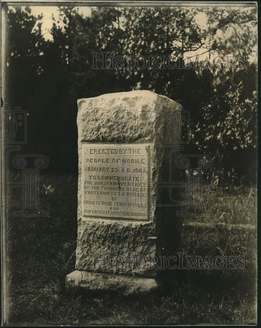 Press Photo Historical marker commemorating founding of Mobile, Alabama- Historic Images