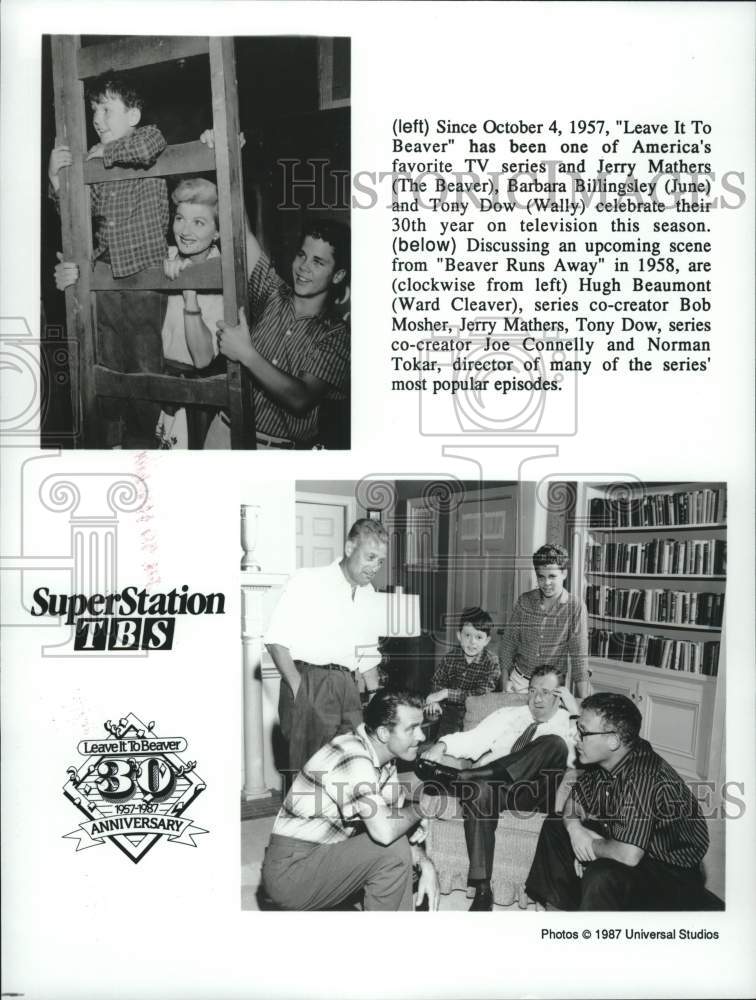 1957 Press Photo Cast of &quot;Leave It to Beaver&quot; work Scene from &quot;Beaver Runs Away&quot;- Historic Images