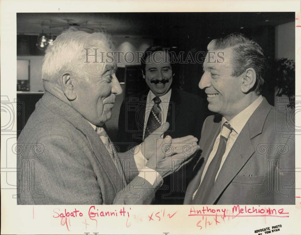 Press Photo Italian Mayor Sabato Gianniti with Anthony Melchionne in Stamford- Historic Images