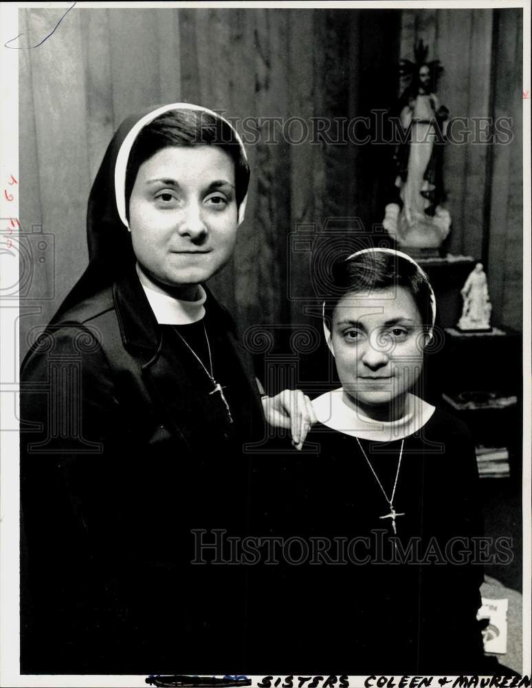 1986 Press Photo Roman Catholic Nuns Sisters Colleen &amp; Maureen, Holy Name School- Historic Images