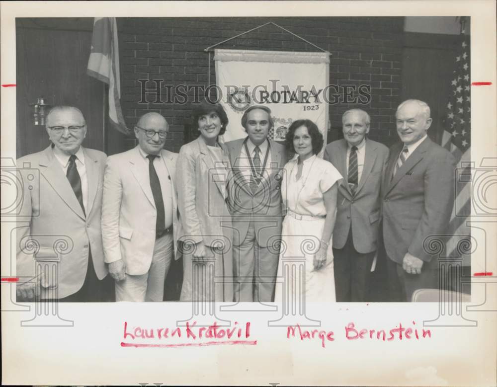 1984 Press Photo Stamford Rotary Grant Awardees at Ponus Yacht Club in Stamford- Historic Images