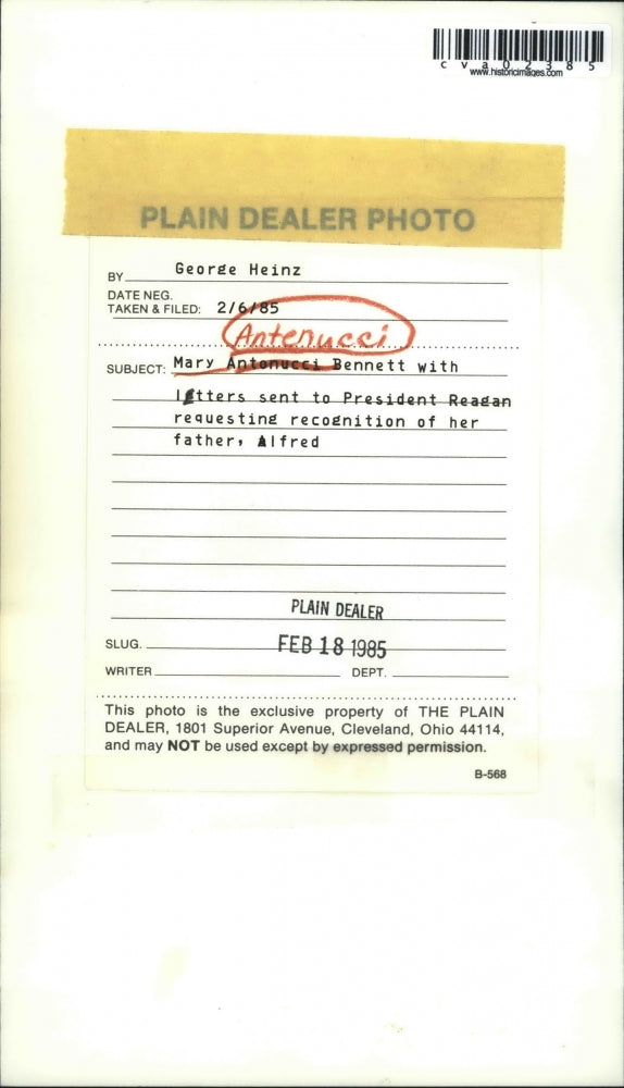 1965 Press Photo Mary Antenucci Bennett & letters to Pres Reagan