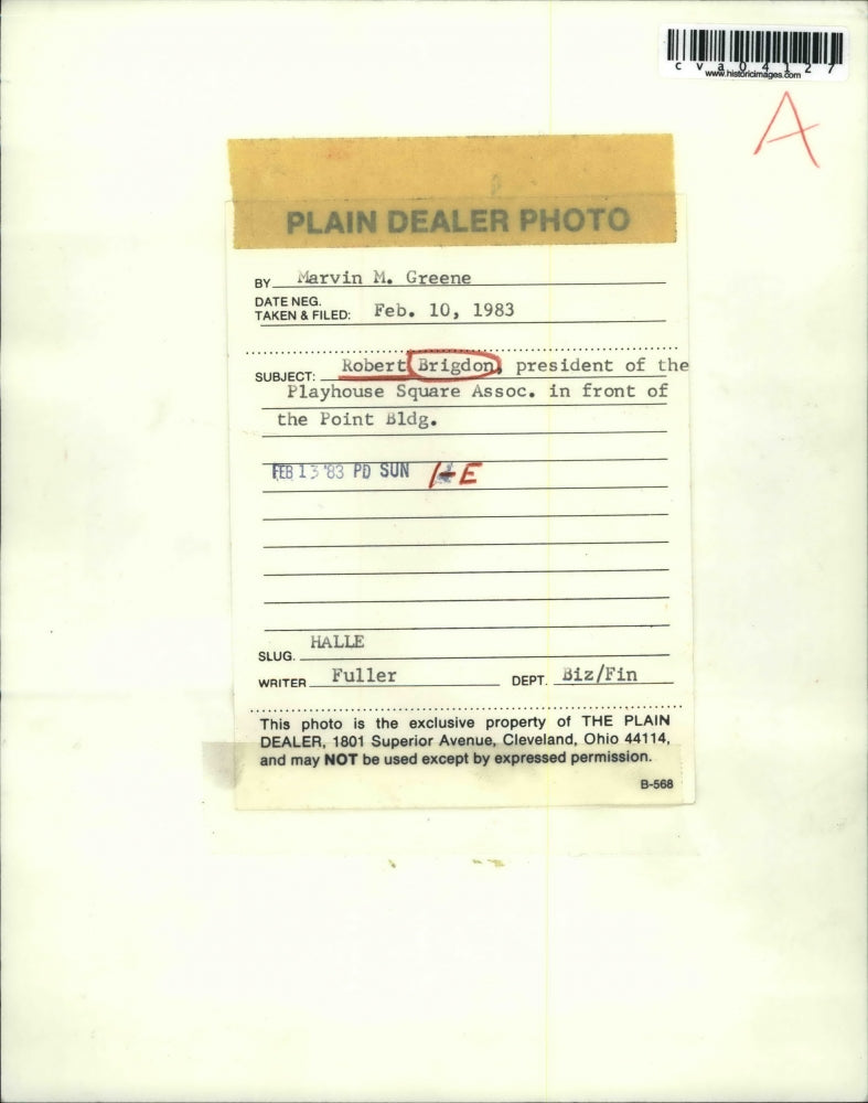 1983 Press Photo Robert Brigdon of Playhouse Square Association