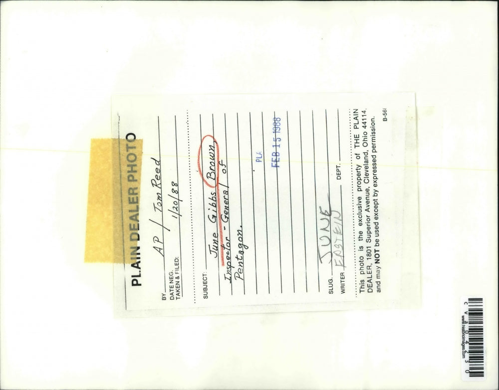 1988 Press Photo Inspector-General of Pentagon Jun Gibbs Brown