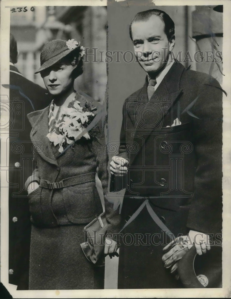 1934 Press Photo Sigvard Bernad, Prince of Sweden marrying Fraulein Erika Patzek- Historic Images