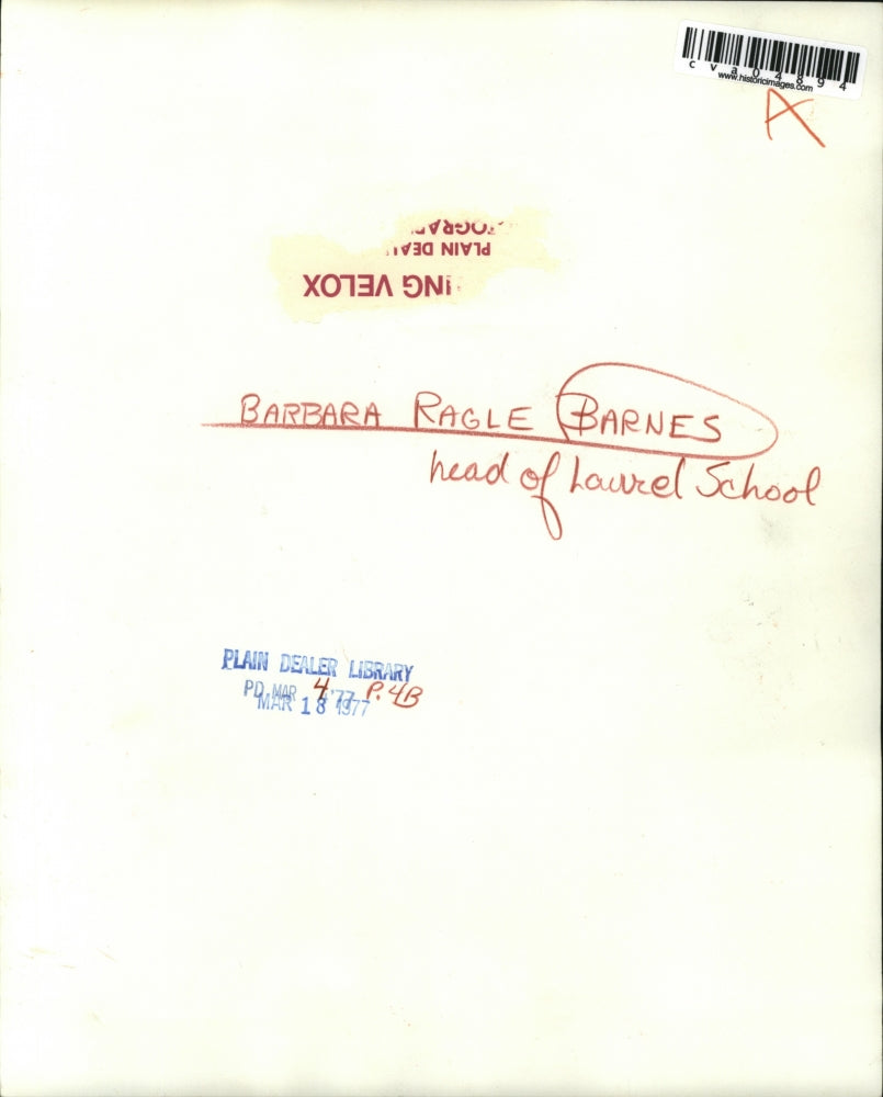 1977 Press Photo Barbara Ragle Barnes, head of Laurel School