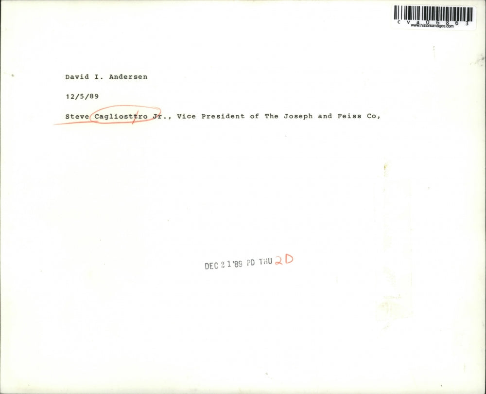 1985 Media Photo Steve Cagliosttro Jr Vice President of The Joseph and Feiss Co