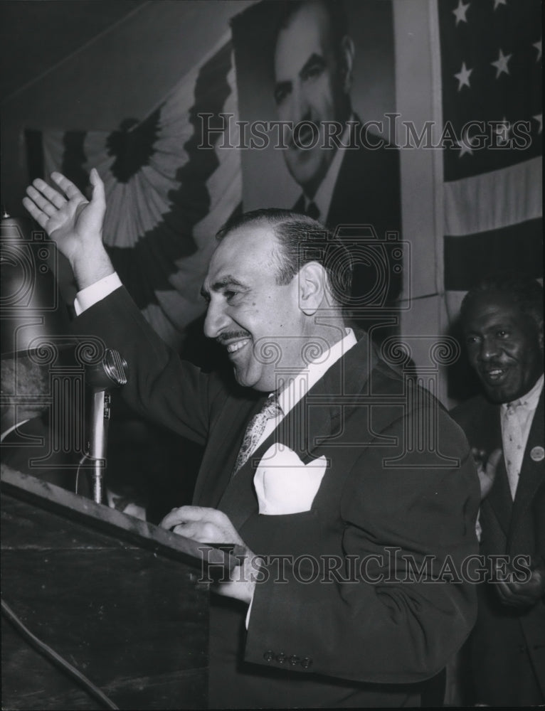 1955 Press Photo Mayor Anthony J. Celebrezze starts his campaign opener.- Historic Images