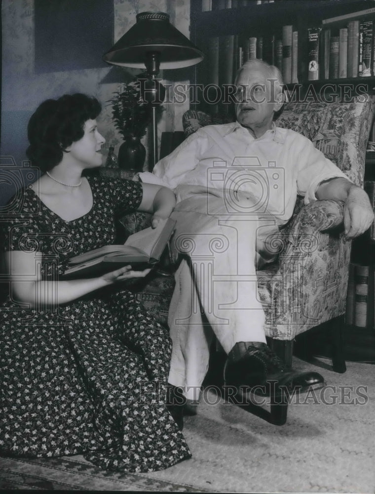 1954 Press Photo Lawyer Corrigan and his writer daughter, Faith Corrigan- Historic Images