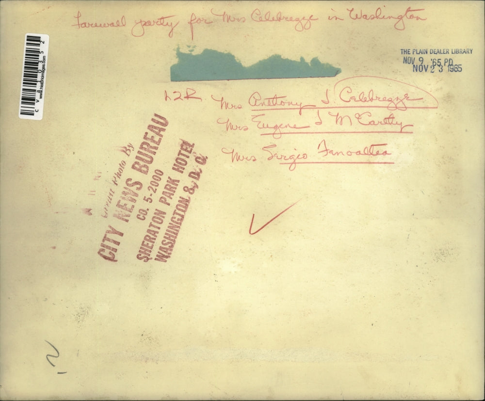 1965 Press Photo Mrs Anthony Celebrezze, Mrs Eugene JM McCarthy & Mrs Fanoaltea