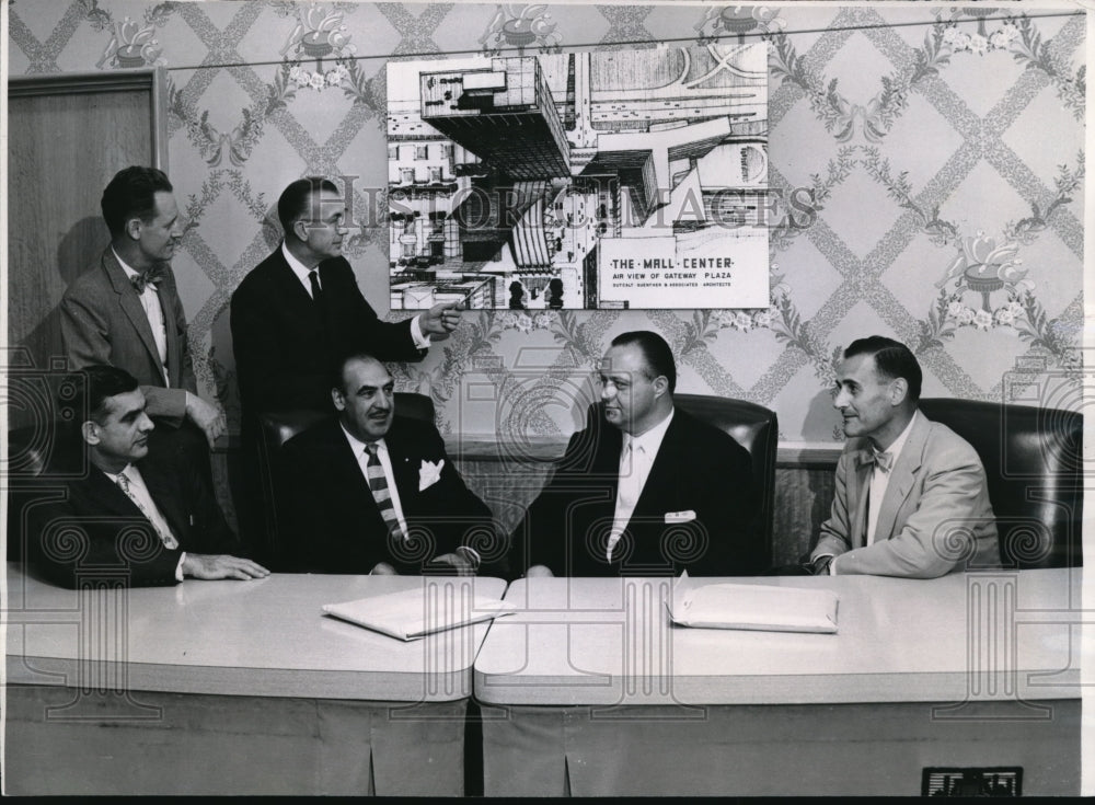 1957 Press Photo Mayor Anthony J. Celebreezze at Gateway Plaza presentation- Historic Images