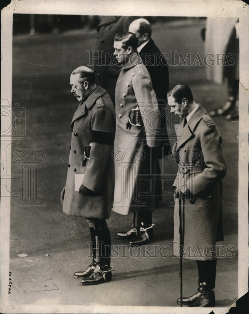 1928 Press Photo King George The Prince of Wales and Duke of York paying tribute- Historic Images