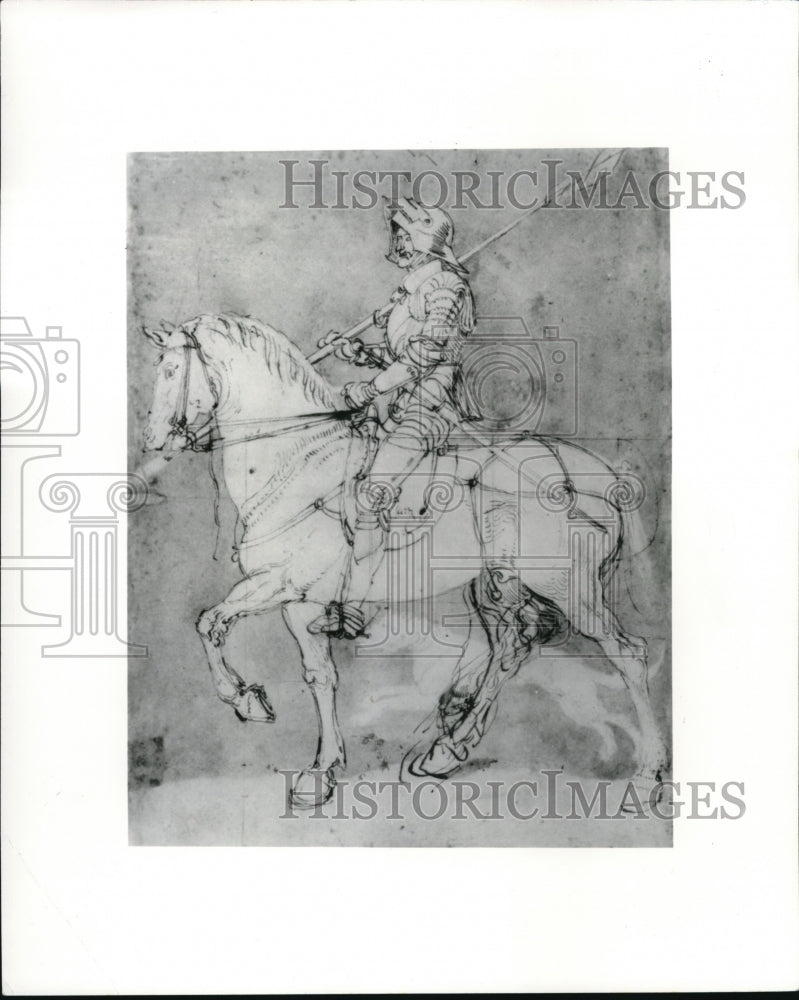 1985 Press Photo Albrecht Durer, German, 1471-1528
Knight on Horseback Facing Le- Historic Images