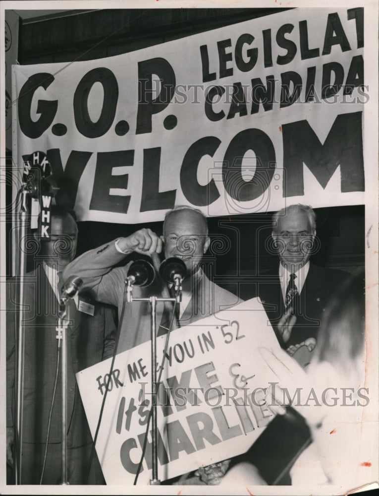 1952 Press Photo Dwight Eisenhower at a Republican campaign rally - cva11599- Historic Images