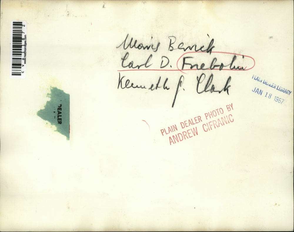 1967 Press Photo Morris Bewick. Carl D. Freboli and Kenneth Clark. - cva11872