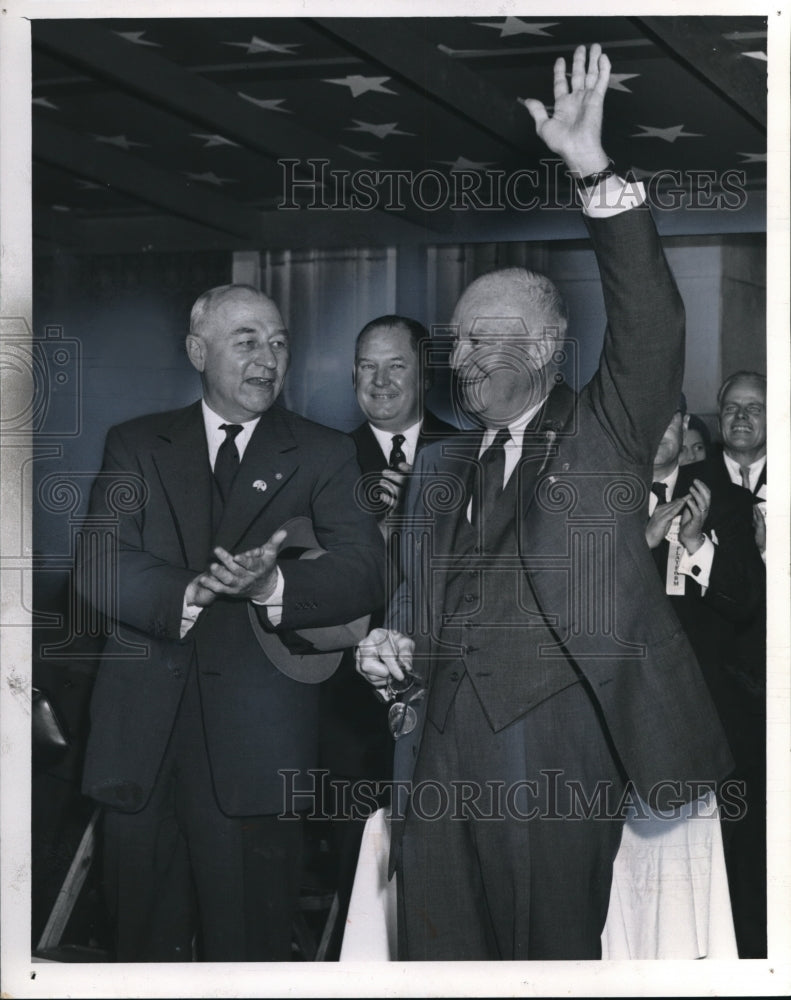 1956 Press Photo Dwight Eisenhower secretary Humphrey and Dr. T. Keith Glennan- Historic Images