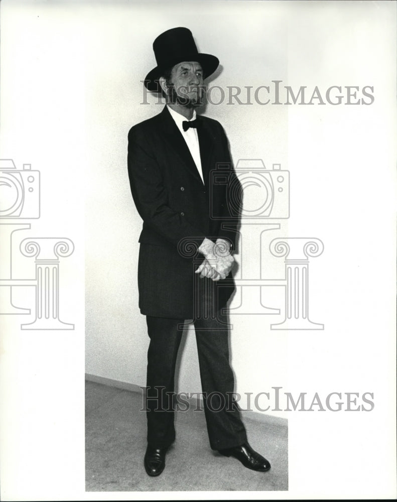 1985 Press Photo State Representative Bob Hagan as Abraham Lincoln- Historic Images