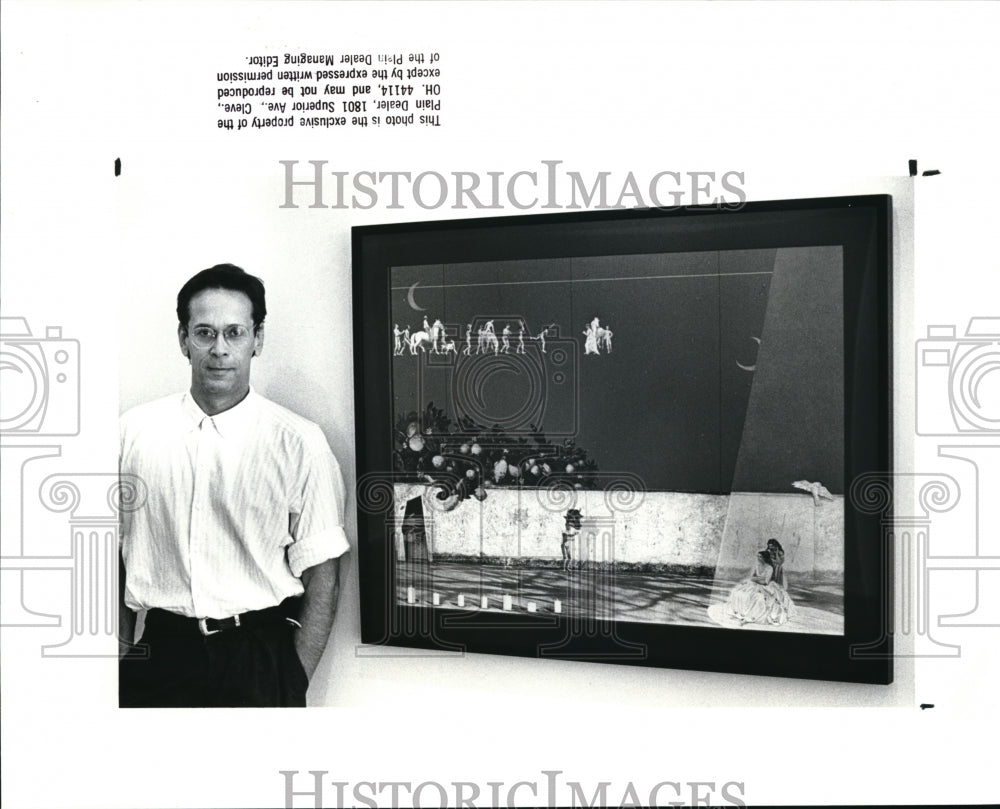 1988 Press Photo Juan Gonzales with his art work- Historic Images