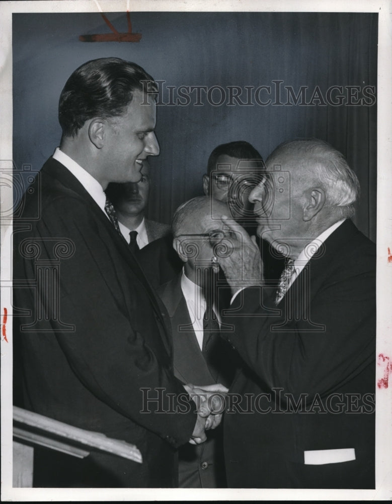 1958 Press Photo Billy Graham Evangelist and Claude H. Foster in Cleveland- Historic Images