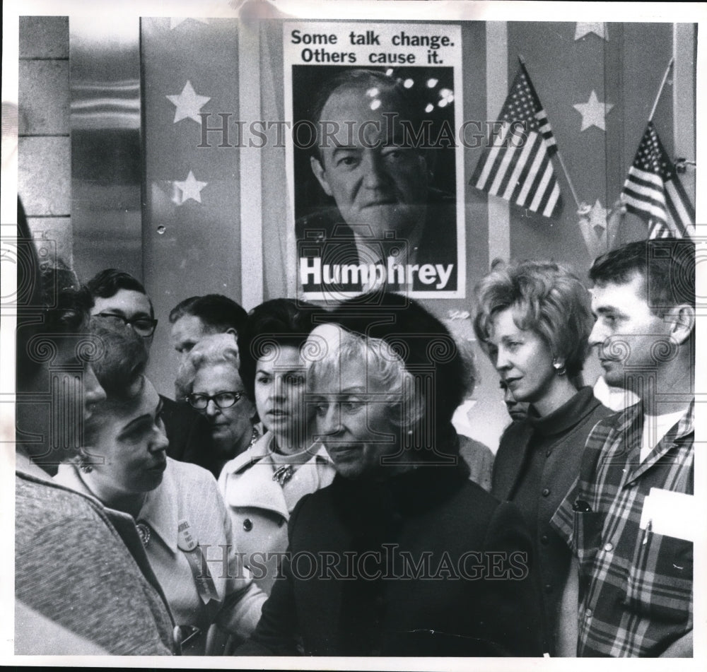 1968 Press Photo Mrs. Pricilla Fazzino Mrs. Mskie, Mrs. Hubert H. Humphrey- Historic Images