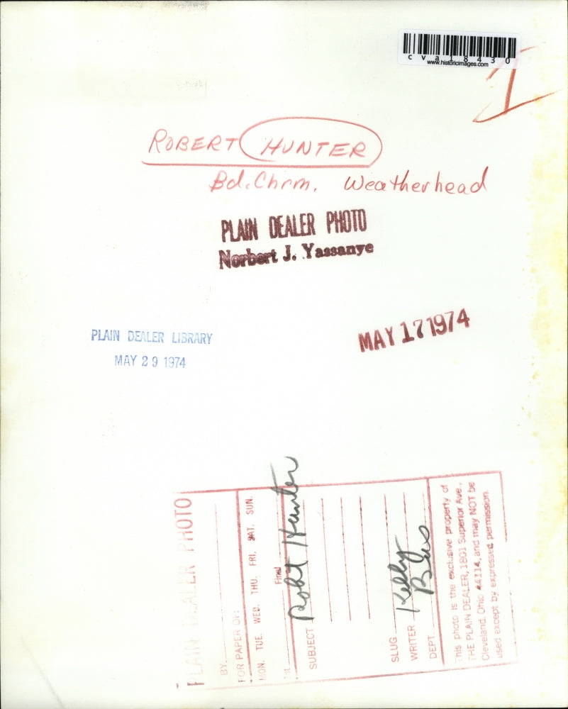 1974 Press Photo Board Chairman Robert Hunter of the Weatherhead - cva18430