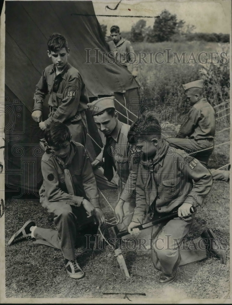 1949 Press Photo The Boyscouts, Robt Pimpo, Rusell Manere, Janees Petro &amp; Gobozy- Historic Images