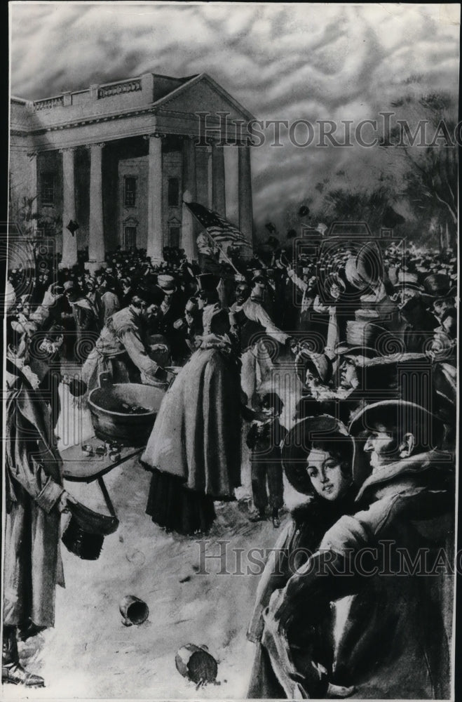 Load image into Gallery viewer, 1976 Press Photo A sketch from Century Magazine shows crowd at White House
