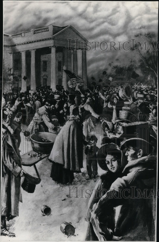 1976 Press Photo A sketch from Century Magazine shows crowd at White House