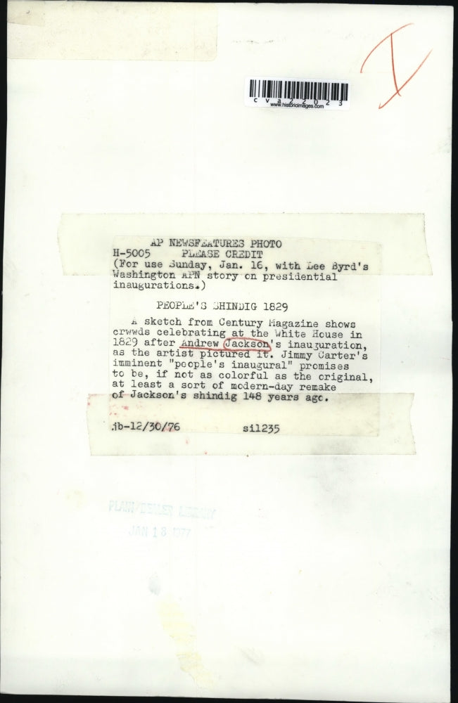 1976 Press Photo A sketch from Century Magazine shows crowd at White House