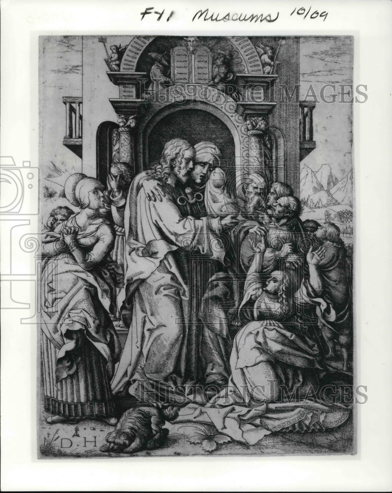 1992 Press Photo Christ Taking of his mother Etching by Daniel Hopfer- Historic Images