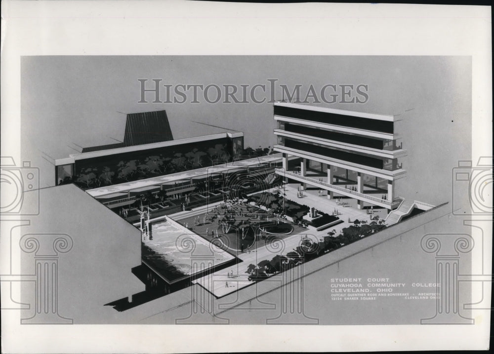 1967 Press Photo Cuyahoga Community College architect&#39;s model - cva22326- Historic Images