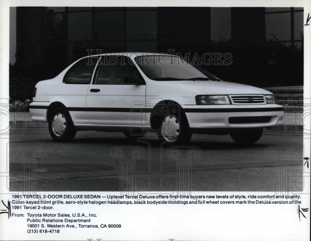 1991 Press Photo The Toyota Tercel Two Door Deluxe Sedan- Historic Images