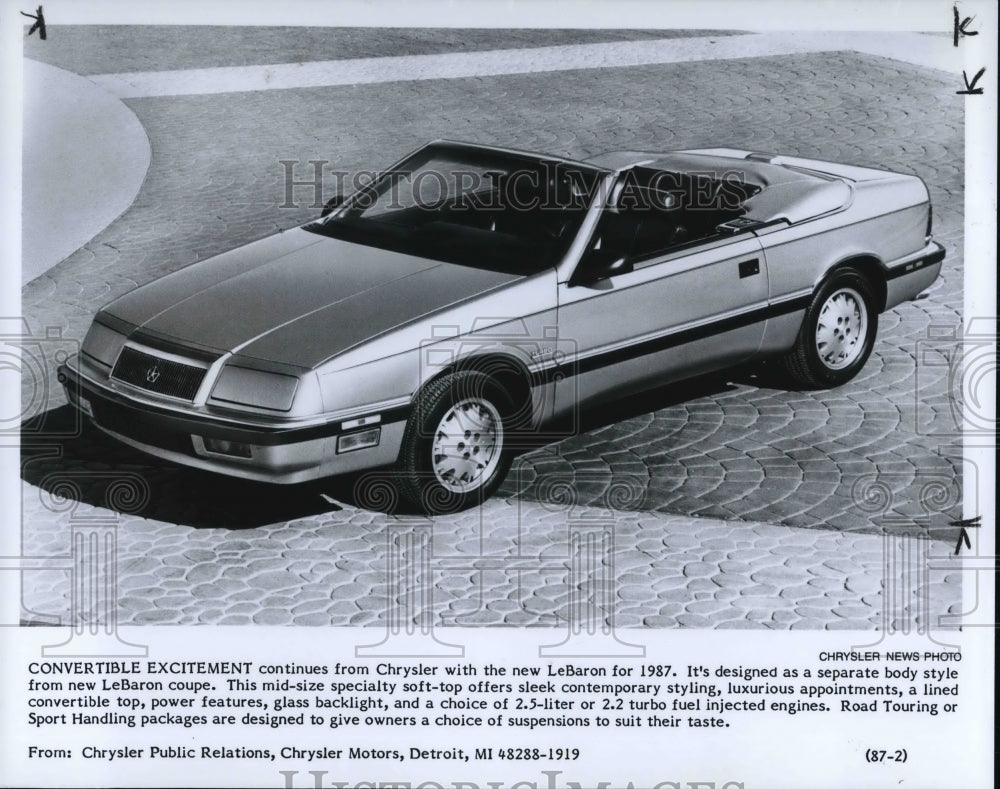 1986 Press Photo Convertible fro Chryler with the new LeBaron- Historic Images