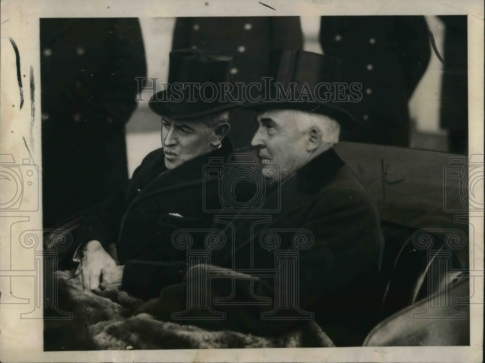 1923 Press Photo President Harding &amp; Former President Wilson in Inaugural Parade- Historic Images