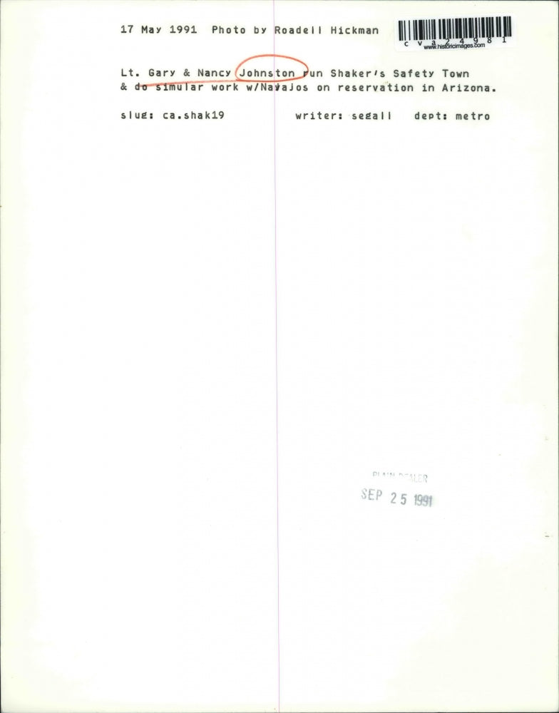 1991 Press Photo Lt. Gary and Nancy Johnston run Shaker's Safety Town