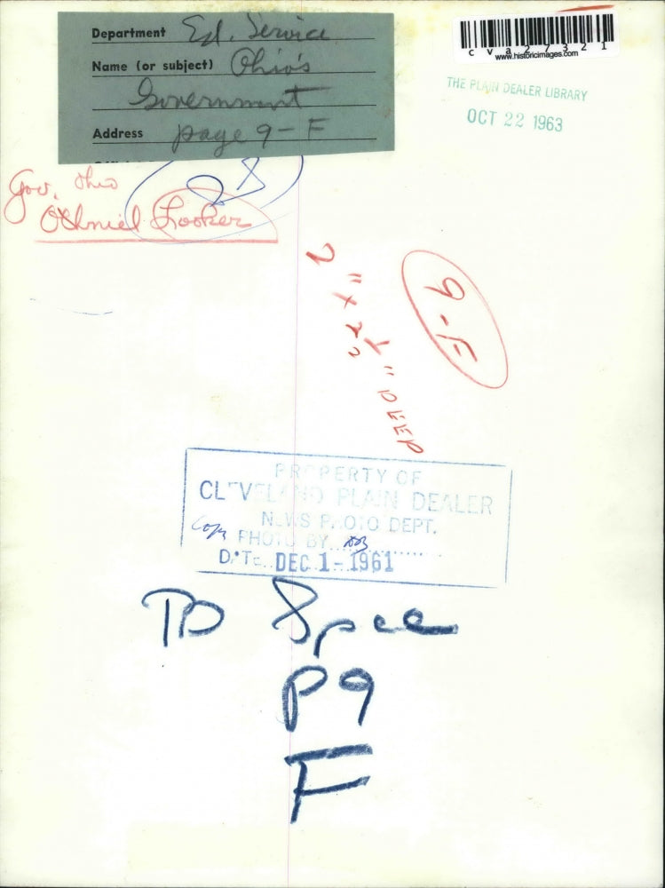 1961 Press Photo Ohio's 1814 Governor Othniel Looker - cva27321