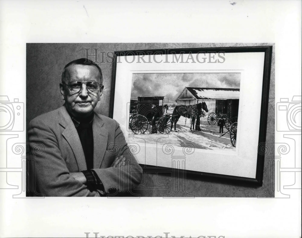 1989 Press Photo Florian Lawton with his many paintings- Historic Images