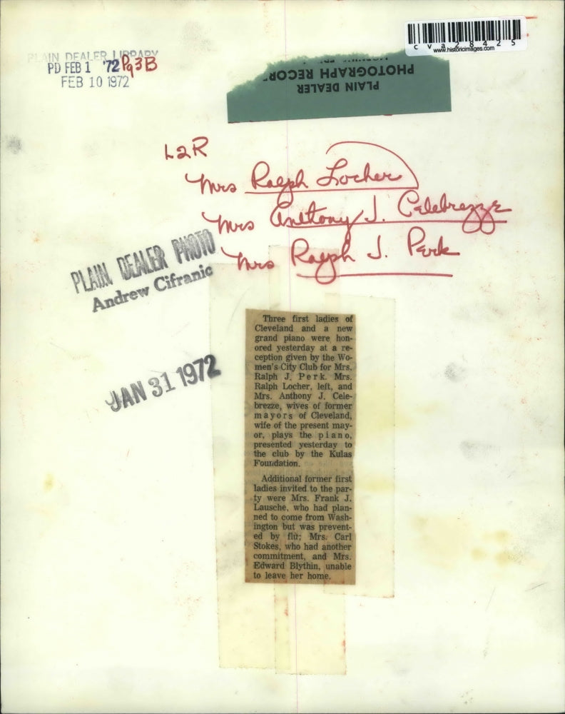 1972 Press Photo Three First Ladies of Cleveland honored at Womens City Club