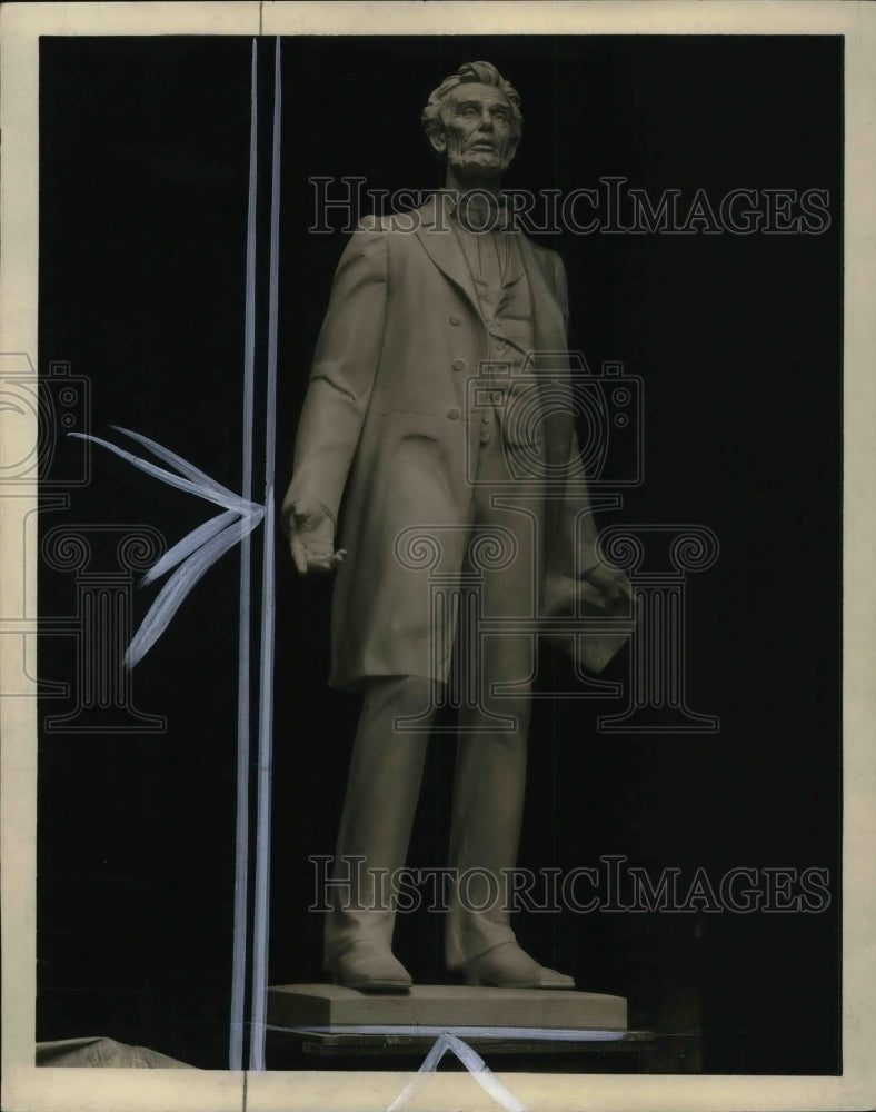 1932 Press Photo Max Kalish statue of Lincoln- Historic Images