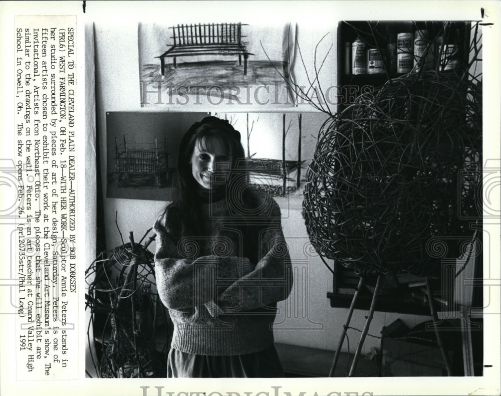 1991 Press Photo Annie Peterson, sculptor- Historic Images