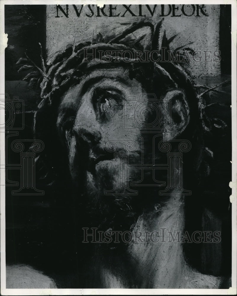 1963 Press Photo Christ On The Cross With Landscape by Elf Greco- Historic Images