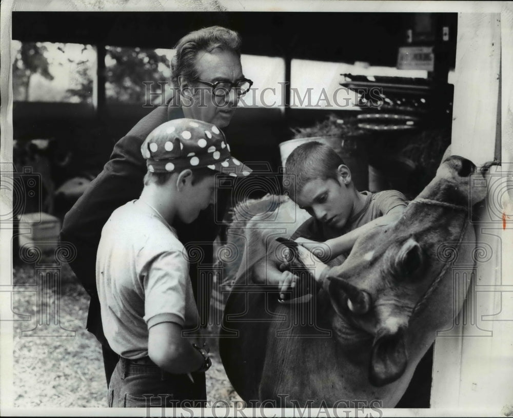 1974 Press Photo Mayor Ralph J Perk examined livestock at Harrison County Fair- Historic Images