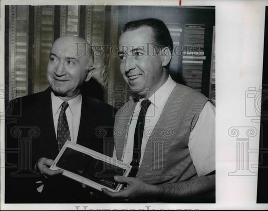 1966 Press Photo Luis Schwimmer and Milt D. Anthony, Petering PD Printer honored- Historic Images