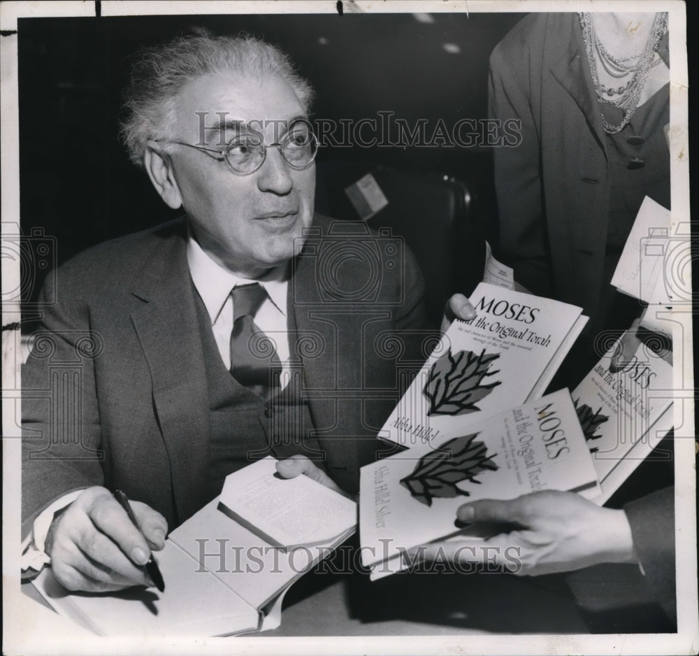 1961 Press Photo Rabbi Abba Hillel Silver with his newest book - cva40964- Historic Images