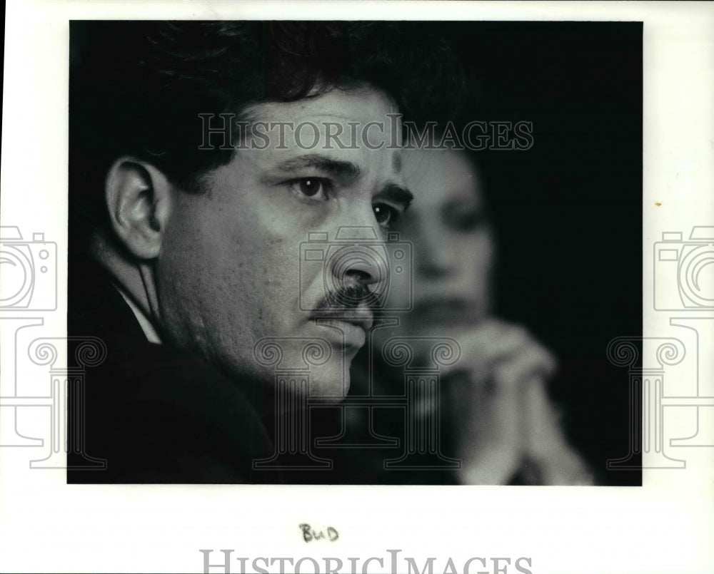 1991 Press Photo Jay Westbrook, city council pres. during meeting - Historic Images