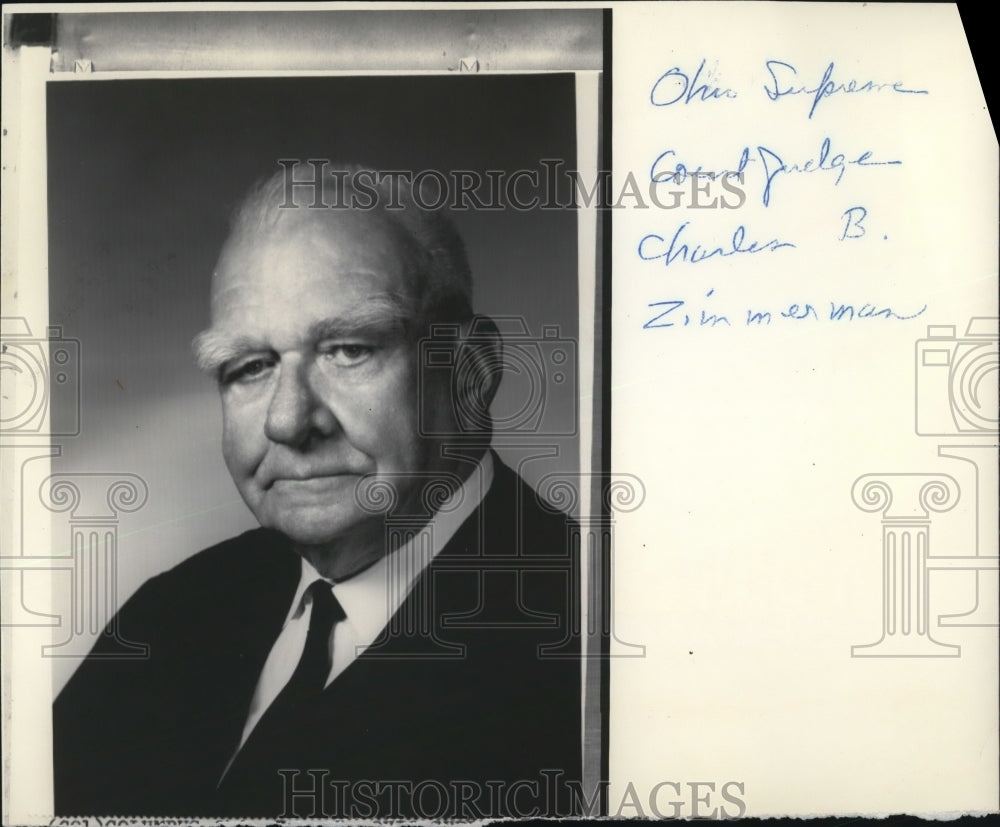 1969 Press Photo Ohio Supreme Court Judge Charles B. Zimmerman, died - cva48917- Historic Images